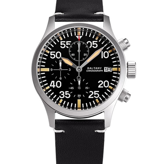 Baltany Military Watch 39mm Vintage Pilot VK67 Chronograph Quartz Luminous Clocks