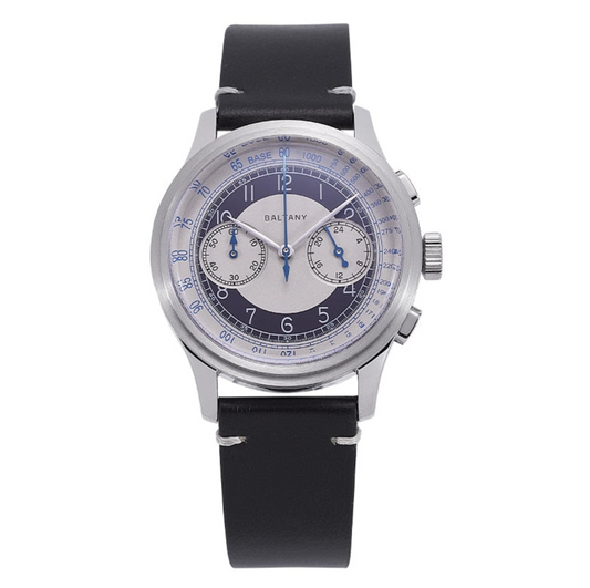 Baltany Tuxedo Chronograph Vintage Watch 39mm Dial Stainless Steel Leather Strap Quartz Men Watch