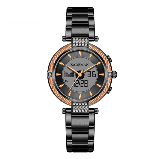 Kademan Elegant Quartz And Digital  Watch with LCD Screen Waterproof