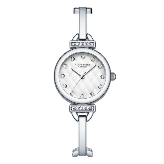 Rose & Bee Bracelet Watch Stainless Steel Diamond Ladies Japanese Movement Waterproof Quartz
