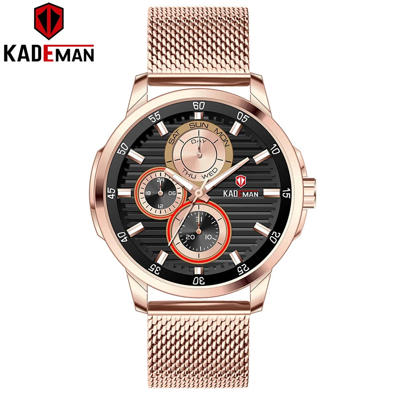 Kademan Quartz Watch Men Waterproof Sport Chronograph
