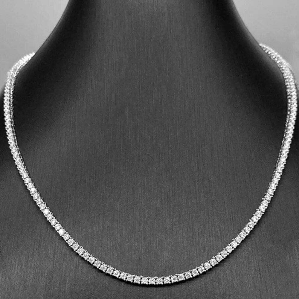 Zircon Choker chain,  Real 925 Sterling Silver 2mm (41cm)