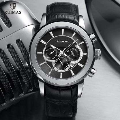 Ruimas Men's Automatic Watch Luxury Business Leather Strap Wristwatch