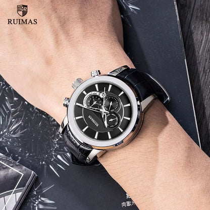 Ruimas Men's Automatic Watch Luxury Business Leather Strap Wristwatch