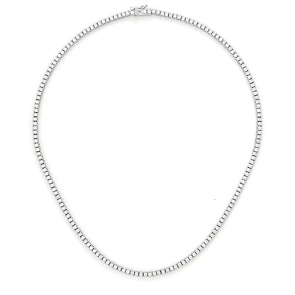 Zircon Choker chain,  Real 925 Sterling Silver 2mm (41cm)