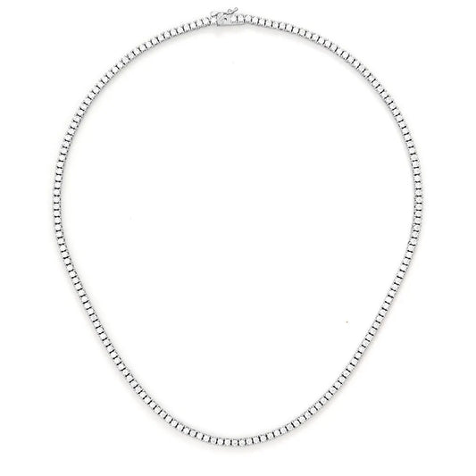 Zircon Choker chain,  Real 925 Sterling Silver 2mm (41cm)