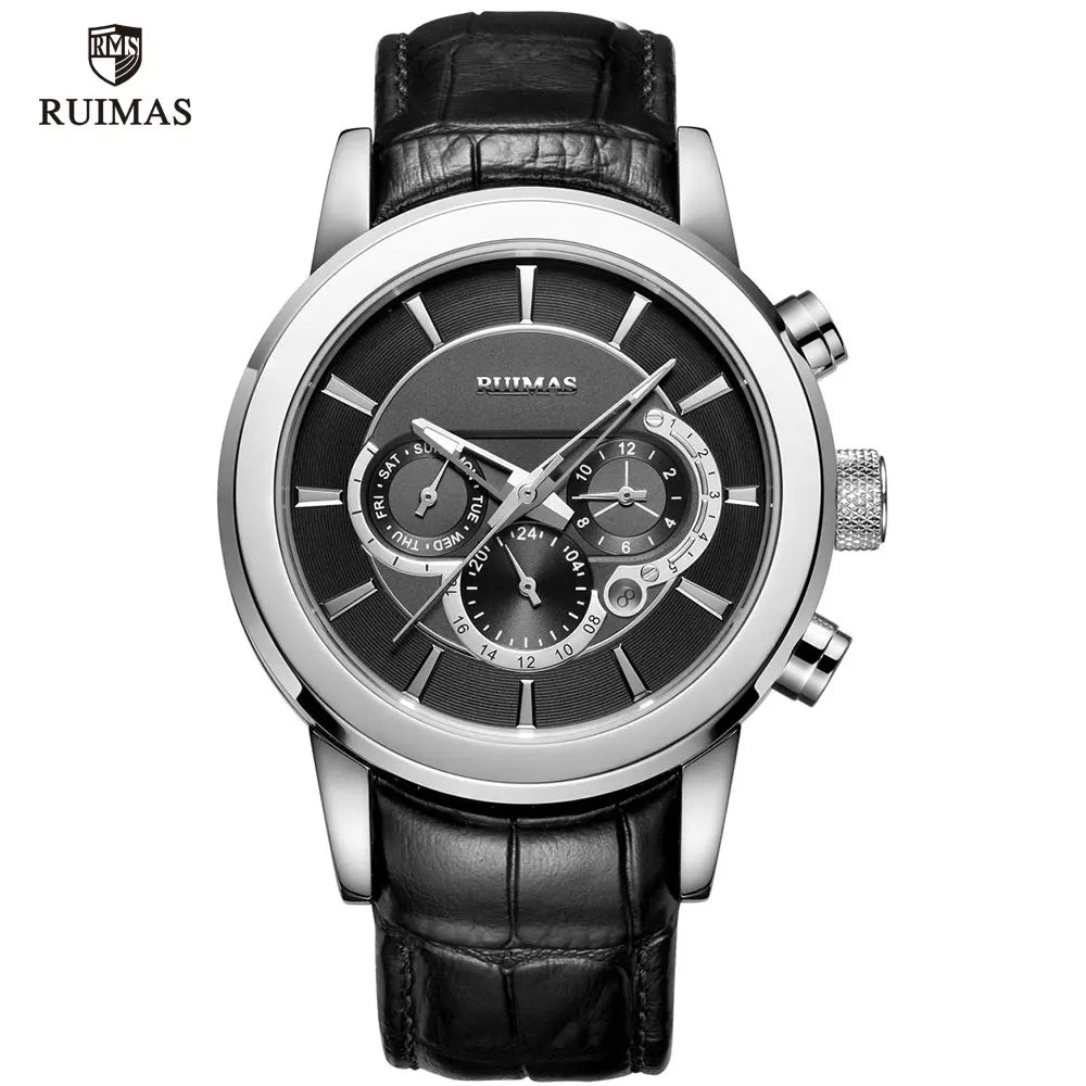 Ruimas Men's Automatic Watch Luxury Business Leather Strap Wristwatch