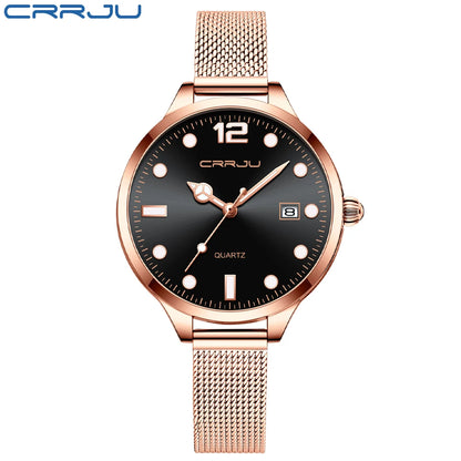 Crrju Women's Quartz Watch Pointer Design Water Resistant