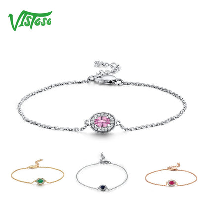 Victoso 14K W/Y/R Gold Bracelets Fancy Pink/Blue Sapphire/Emerald/Ruby