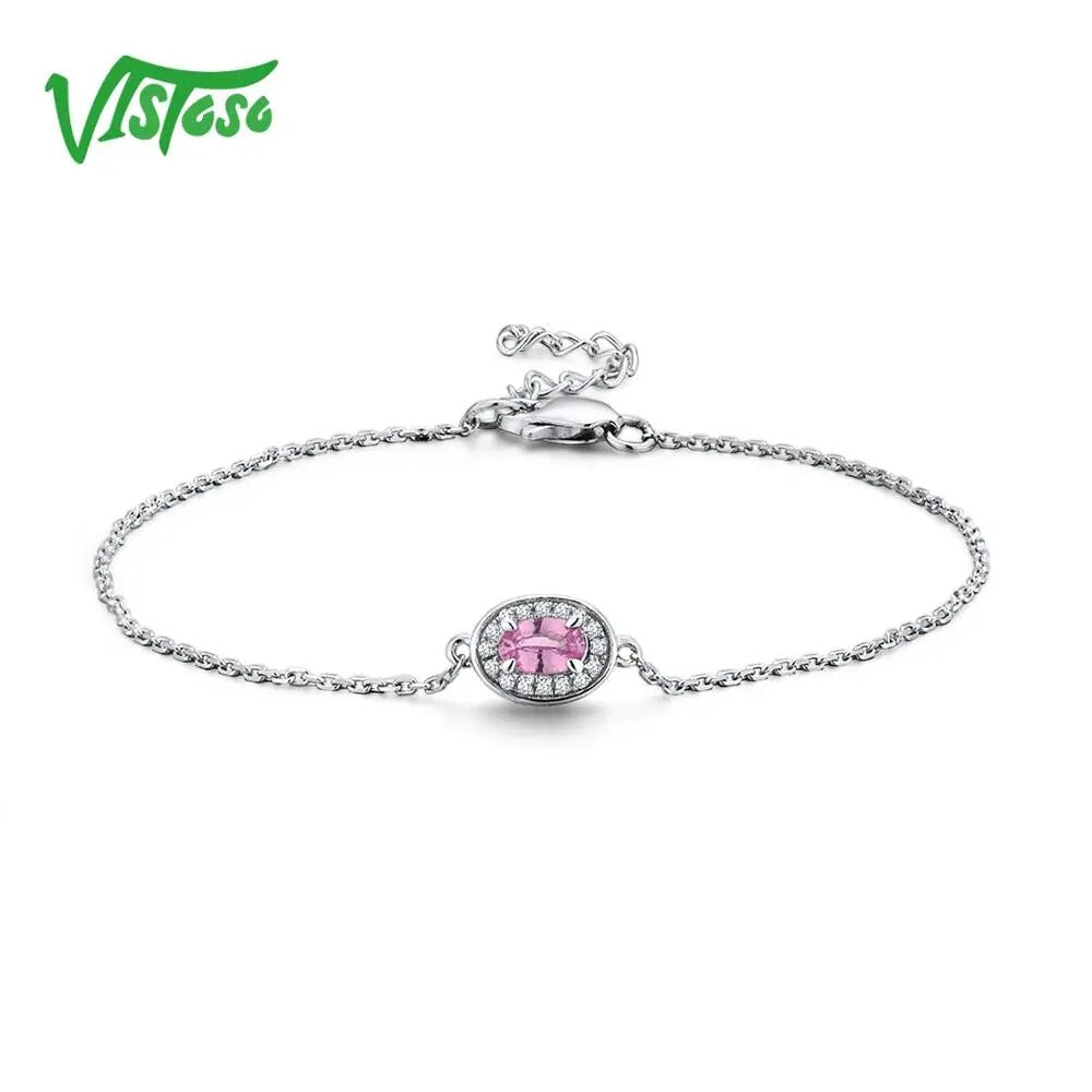 Victoso 14K W/Y/R Gold Bracelets Fancy Pink/Blue Sapphire/Emerald/Ruby