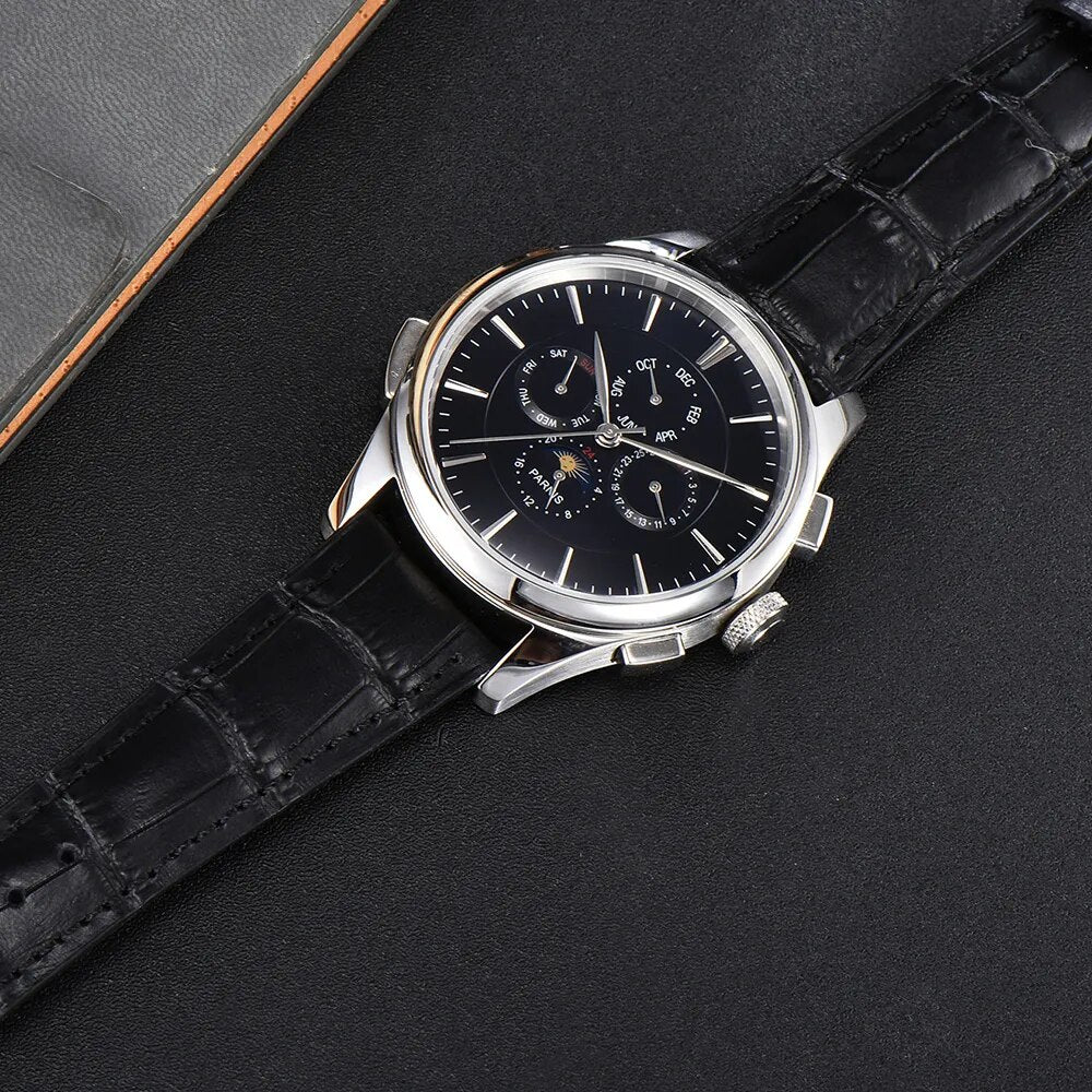 Parnis 44mm Moon Phase Day Date Multifunction Automatic