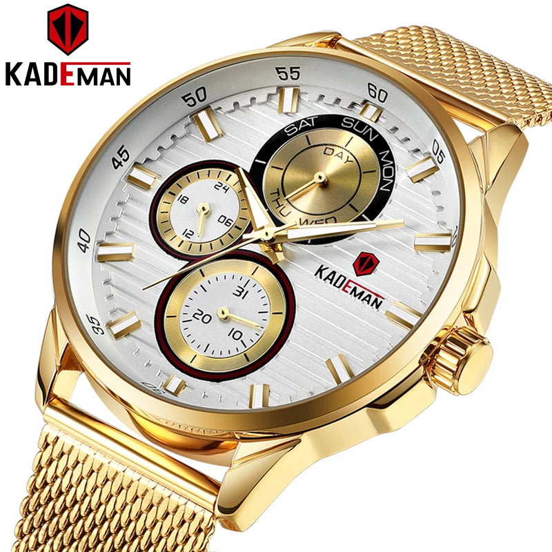 Kademan Quartz Watch Men Waterproof Sport Chronograph