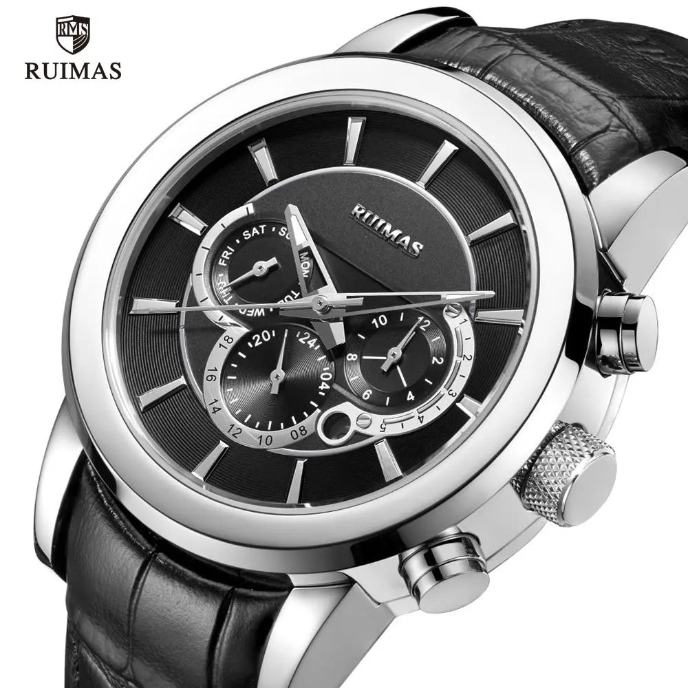 Ruimas Men's Automatic Watch Luxury Business Leather Strap Wristwatch