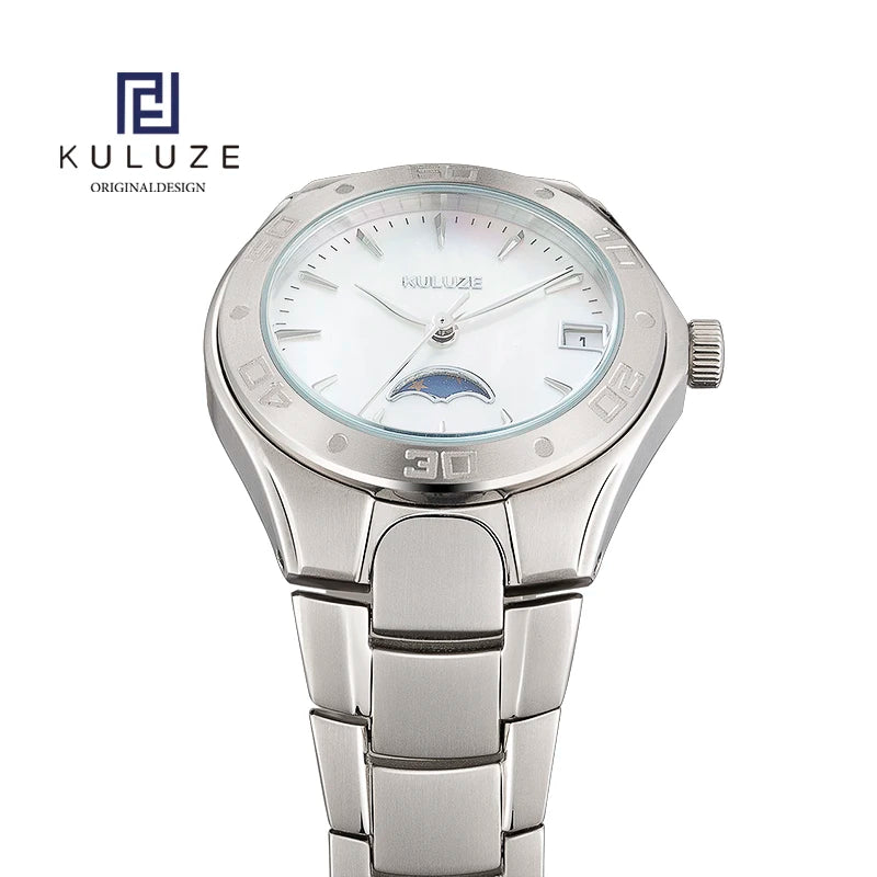 Kuluze Titanium Watch Swiss Ronda 708 Quartz Movement Phase Moon Water Resistant