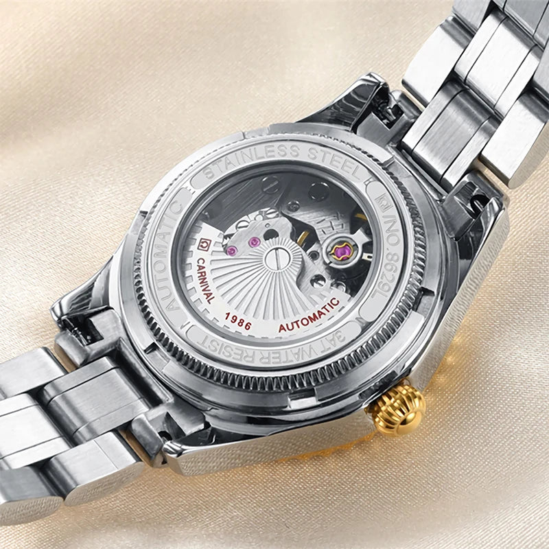 Carnival Automatic Stainless Steel Ladies Diamond Watch