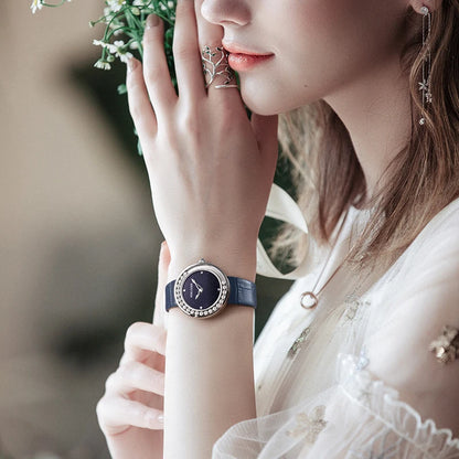 Agelocer Fashion Quartz Watch Diamond Black Sapphire Crystal Glass