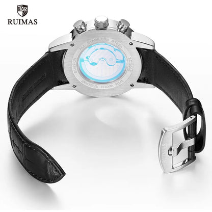 Ruimas Men's Automatic Watch Luxury Business Leather Strap Wristwatch