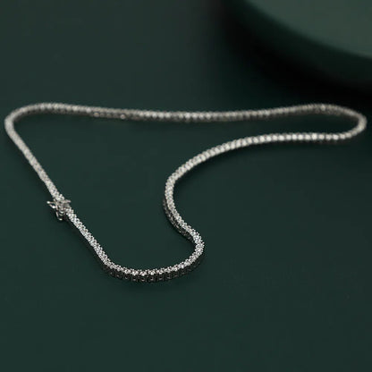 Zircon Choker chain,  Real 925 Sterling Silver 2mm (41cm)