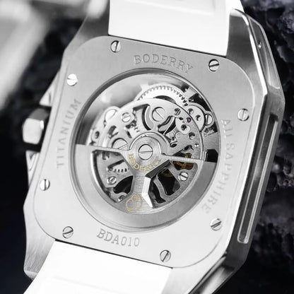Boderry Storm Skeleton Watch Square Titanium Automatic 100M Waterproof