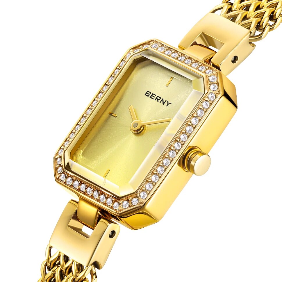 Berny Classy Gold Small Rectangle Watch