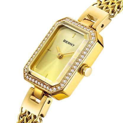 Berny Classy Gold Small Rectangle Watch