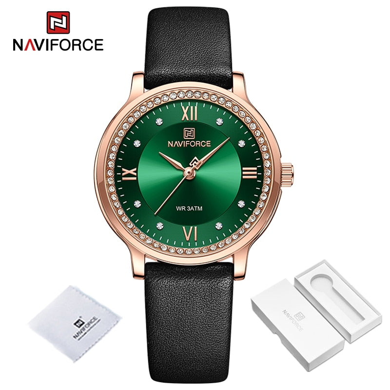 Naviforce Quartz Waterproof Watch with Leather Strap