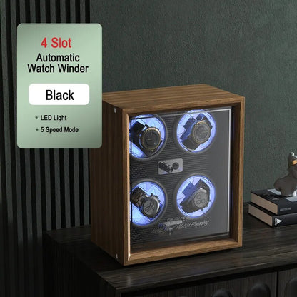 Automatic Watch Winder, IBBETON  Luxury High-End with Mabuchi Motor. Four or six watch winder.