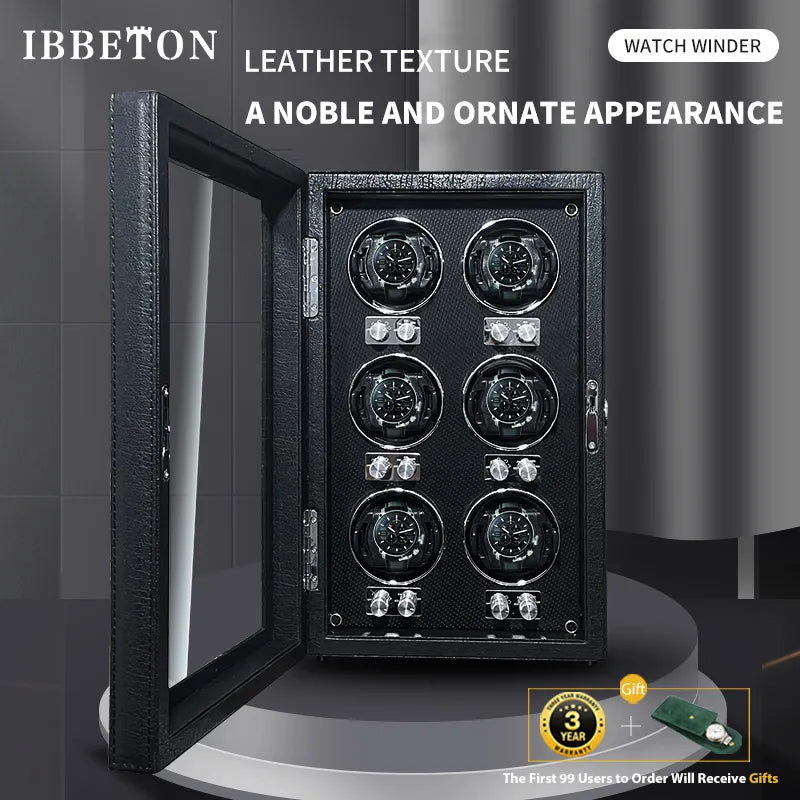 Automatic Watch Winder, IBBETON  Luxury High-End with Mabuchi Motor. Four or six watch winder.