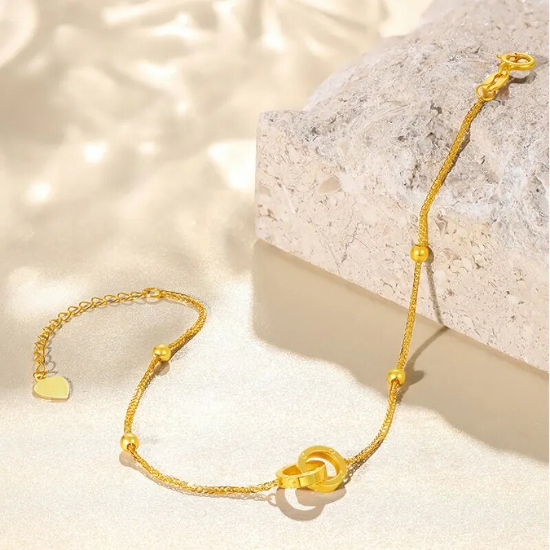 VITICEN Gold Double Ring Bracelet