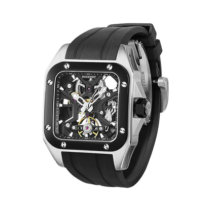 Boderry Storm Skeleton Watch Square Titanium Automatic 100M Waterproof