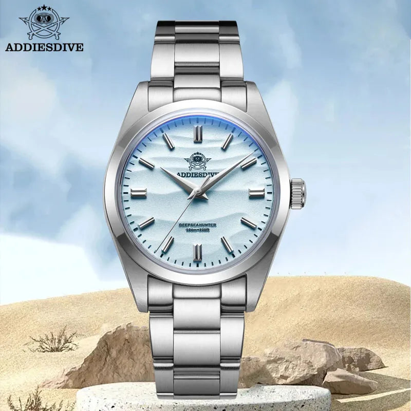 Addiesdive Simple Men's Quartz Watch Stainless Steel Waterproof