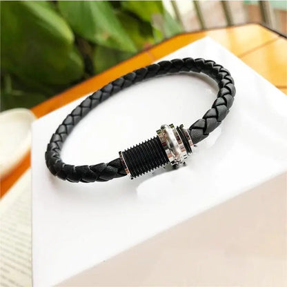 MB Men's Bullet Head Leather Bracelet Precision Steel Material Rotatable