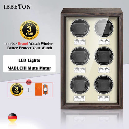 Automatic Watch Winder, IBBETON  Luxury High-End with Mabuchi Motor. Four or six watch winder.