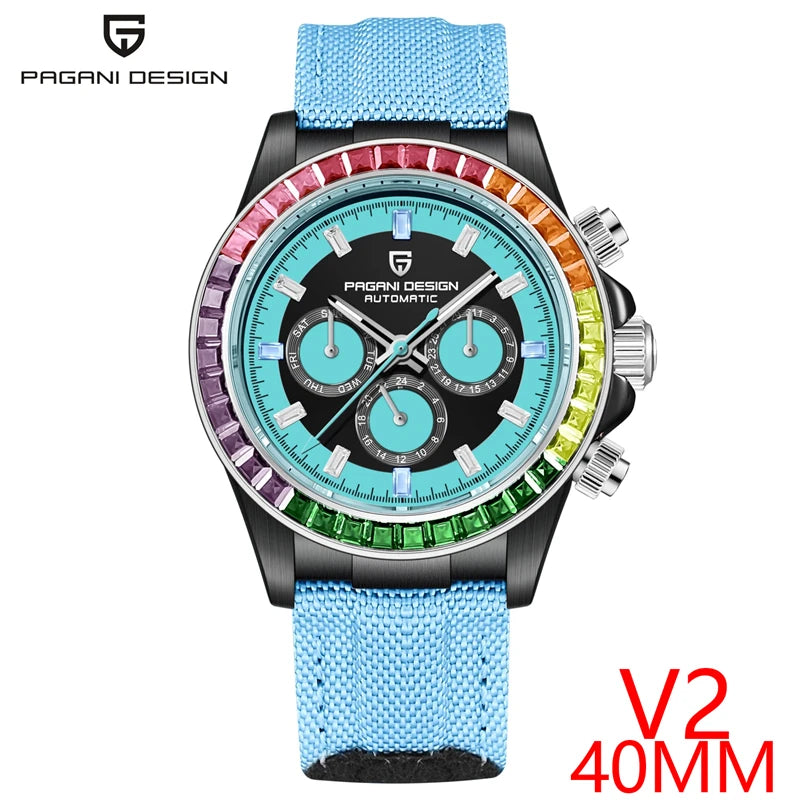 Pagani Design V2 40MM Rainbow Circle Luxury Men's Automatic Watch with Sapphire Glass and Waterproof