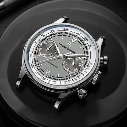 Pagani Design Sapphire Quartz Watch Compact Dial Retro Chronograph