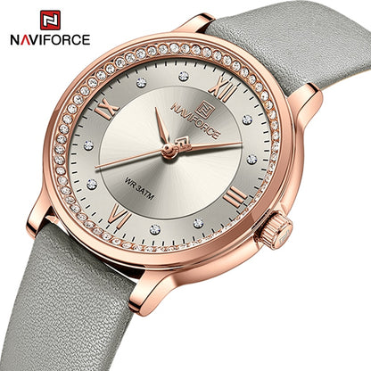 Naviforce Quartz Waterproof Watch with Leather Strap
