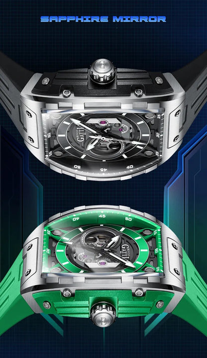 Bonest Gatti Watch Automatic Mechanical Waterproof Sapphire Skeleton Luminous