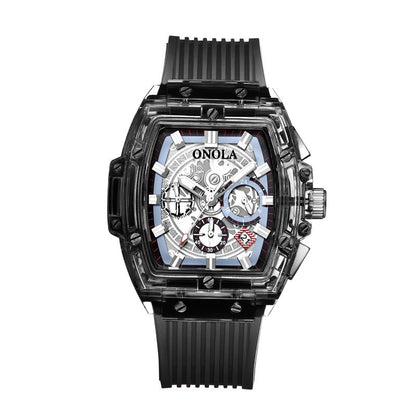 ONOLA 塑料手表风靡一时。有 9 种不同的组合可供选择。这个是透明的白色。