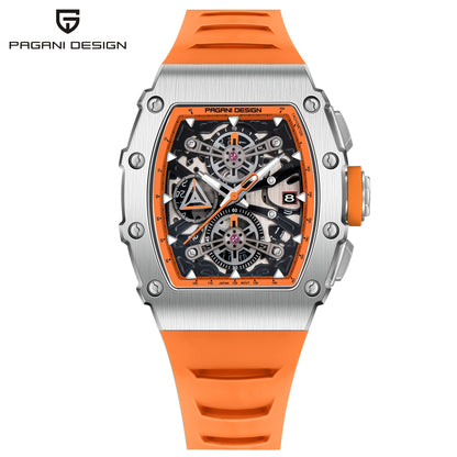 Pagani Design 40MM Barrel Hollow Quartz Watch Sapphire Glass Chronograph