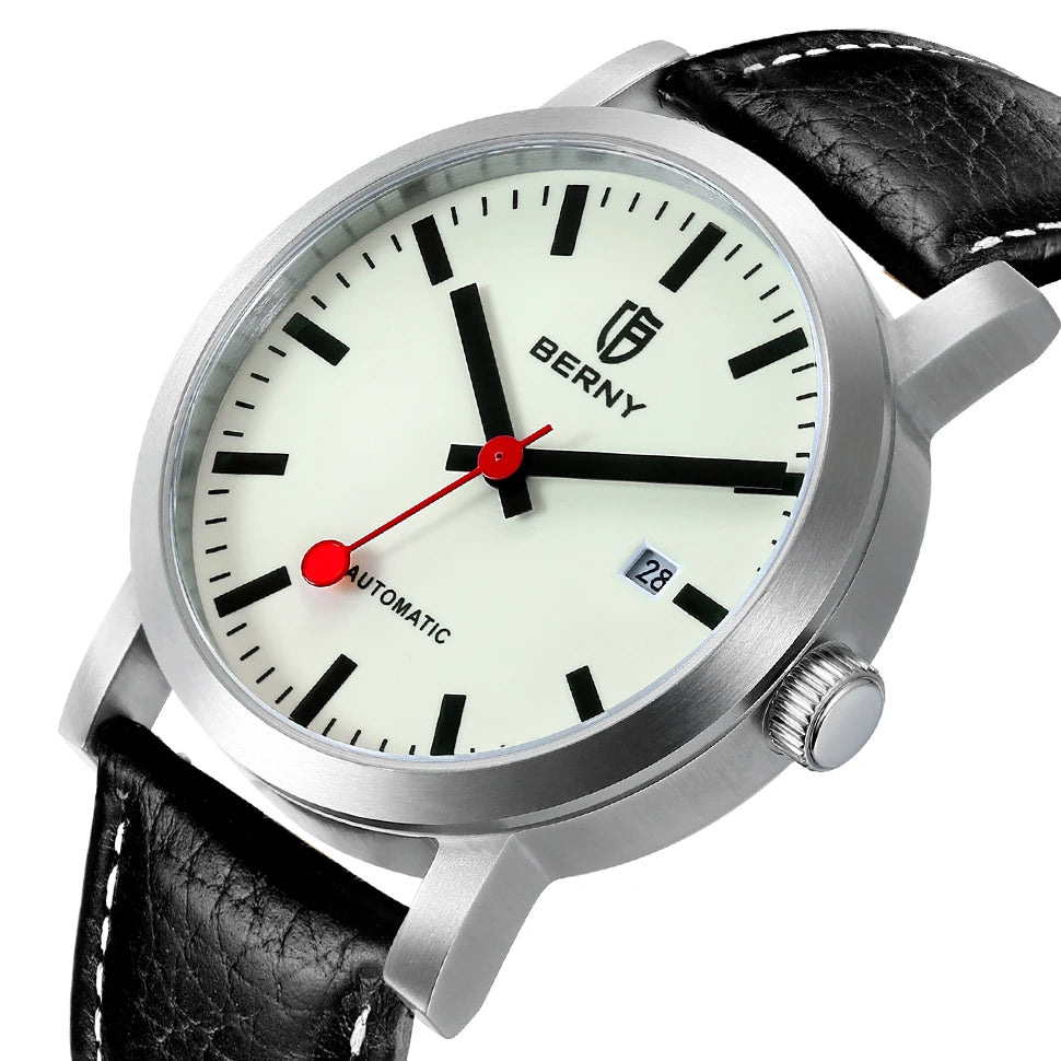 Berny Automatic Self-Wind Luxury Watch MIYOTA 8215 Luminous Display