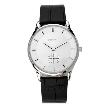 Berny Quartz Ultra-thin Simple Dial Watch Leather Band and Waterproof