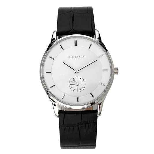 Berny Quartz Ultra-thin Simple Dial Watch Leather Band and Waterproof