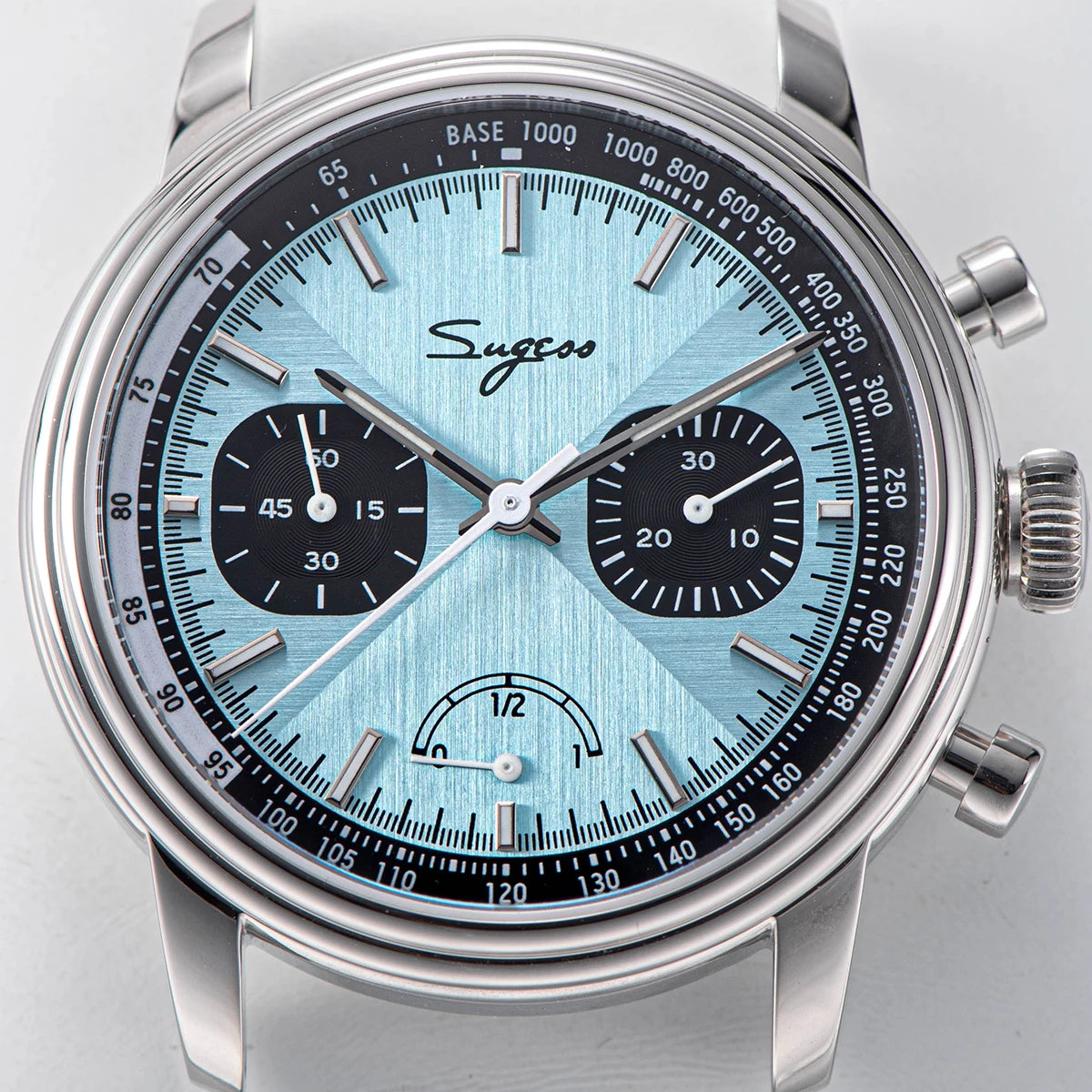 Sugess Pilot Men's Watch ST1906 Movement Hand wind Chronograph Sapphire Glass and Water Resistant with Power Reserve