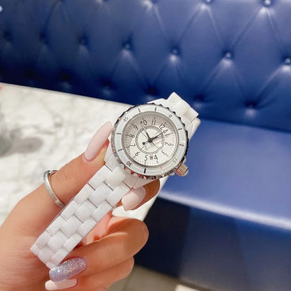 高品质手表 33 毫米全砖时尚设计师手表白色表盘石英