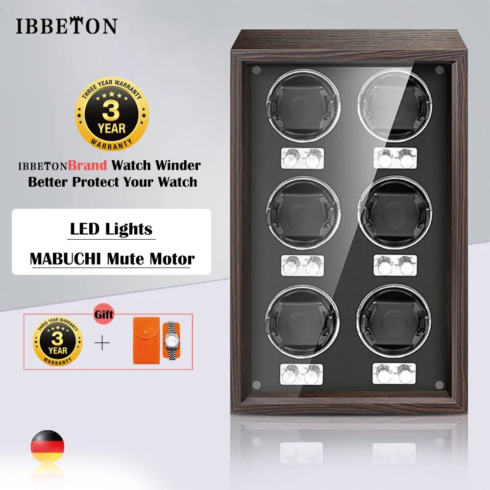 Automatic Watch Winder, IBBETON  Luxury High-End with Mabuchi Motor. Four or six watch winder.