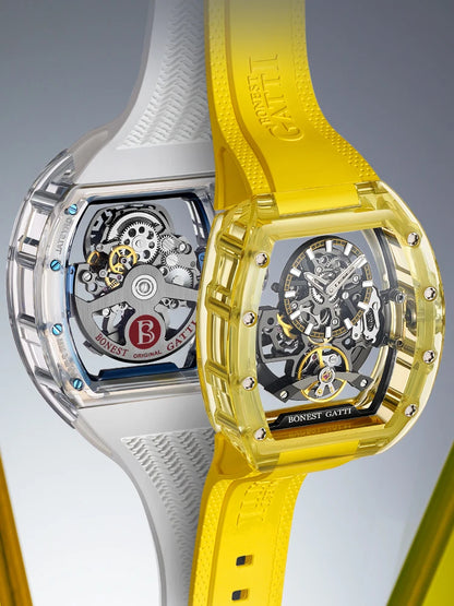 Bonest Gatti Automatic Watch Skeleton Luminous Barrel