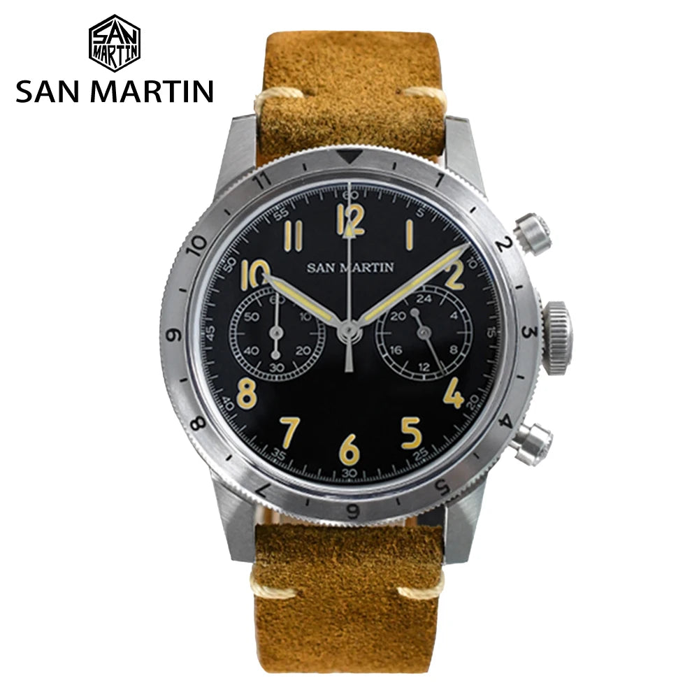 San Martin Pilot VK64 Chronograph Men's Quartz Watch Waterproof and Luminous display