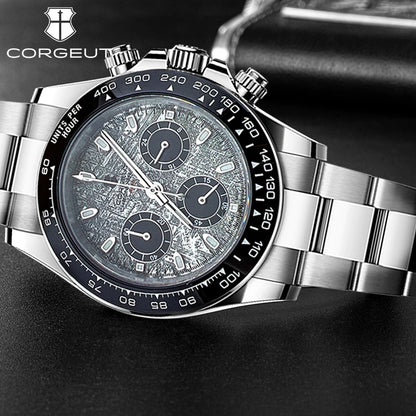 Corgeut Steel High Sapphire Flat Mirror Quartz Watch