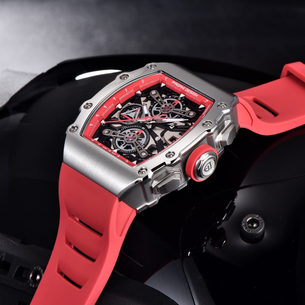 Pagani Design 40MM Barrel Hollow Quartz Watch Sapphire Glass Chronograph