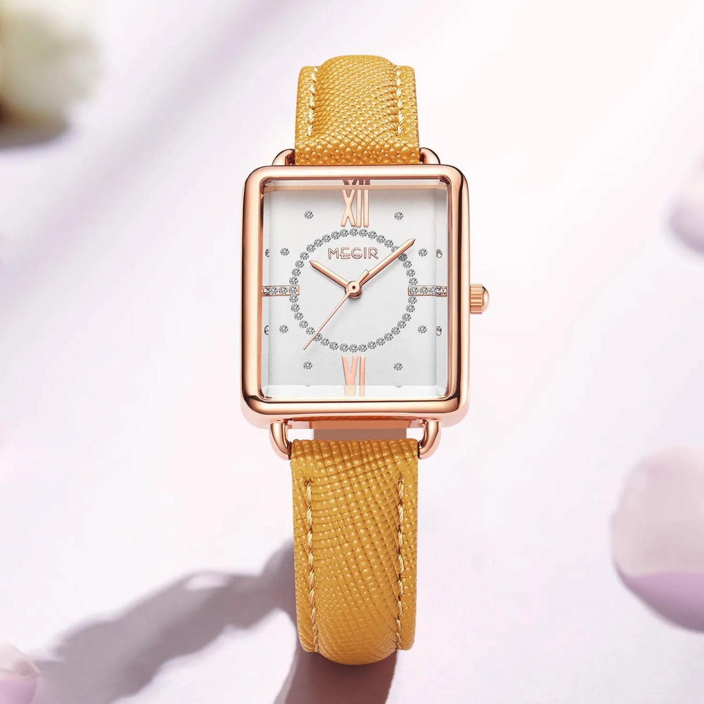 Megir Fashion Quartz Watch with beautiful Leather Strap and Water Resistant